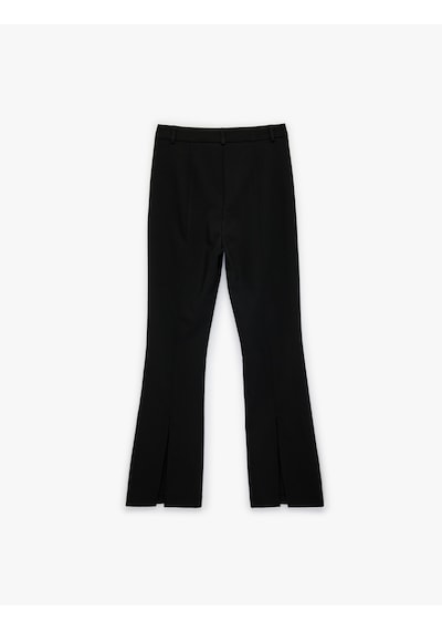 Koton Viskon Karışımlı Slim Fit Yüksek Bel İspanyol Paça Pantolon Siyah 6sak40257uw Siyah