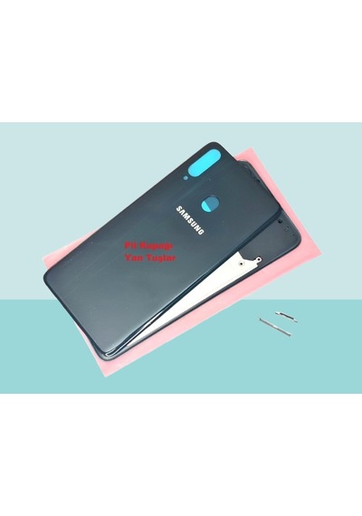 Tkgz  Samsung Uyumlu Galaxy A20s Full Kasa Arka Kapak Batarya Kapağı - Yeşil Çok Renkli