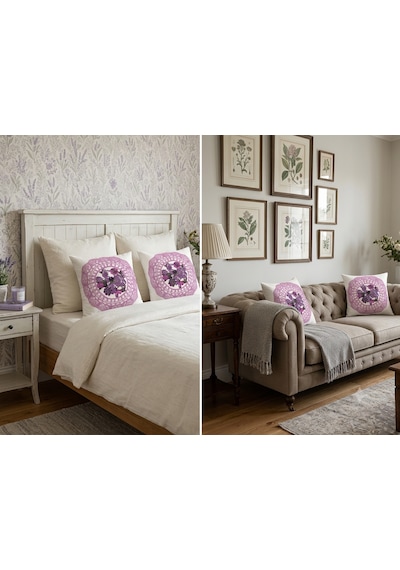 Kırlent 9 4'lü Dekoratif Kırlent Kılıfı Seti 45x45 Cm Kırmızı Çiçek Desenli Modern Salon Ve Koltuk Yastık Kılıfı Gizli Fermuarlı Çok Renkli