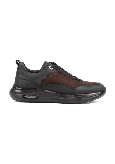 Erkek Kahverengi Bağcıklı Kalın Tabanlı Nubuk Deri Sneaker