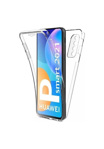 Adige Huawei P Smart 2021 Uyumlu Kılıf Ön Arka 360 Koruma Arka Sert Mika Ön Silikon Şeffaf