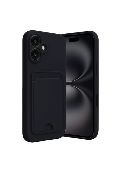 Apple Apple Uyumlu iPhone 16 Kılıf Kelvin Kartvizitli Silikon - Siyah Çok Renkli