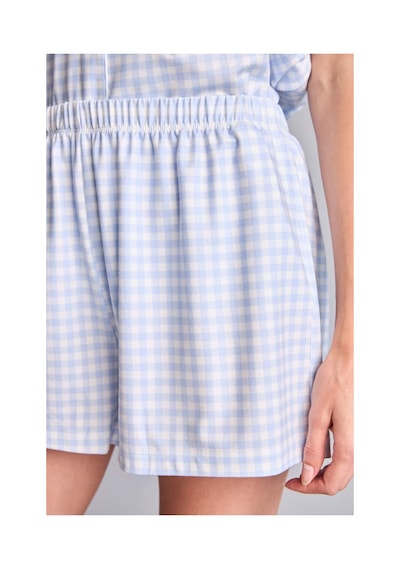 Defacto Regular Fıt Şortlu Kısa Kollu 2li Kareli Softshell Açık Mavi Pijama Takımı H6375ax26hsbe250 Mavi-be250