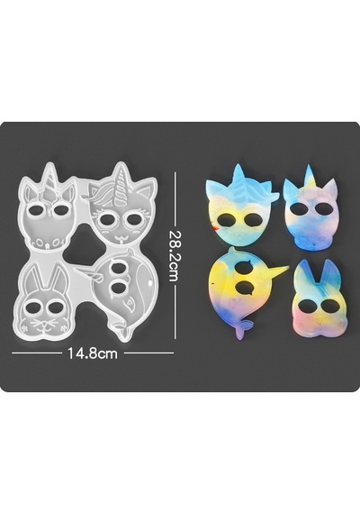 Epoksi Reçine Silikon Kalıp İthal Unicorn Figürleri Anahtarlık Toka Obje Silikon Kalıp Hb10021-0079