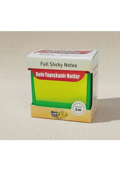 Neon Renkli Yapışkanlı Not Kağıdı Rulosu, 60mm X 5m, 80gr, Plastik Kesme Aparatlı, Ders Çalışma İçin İdeal
