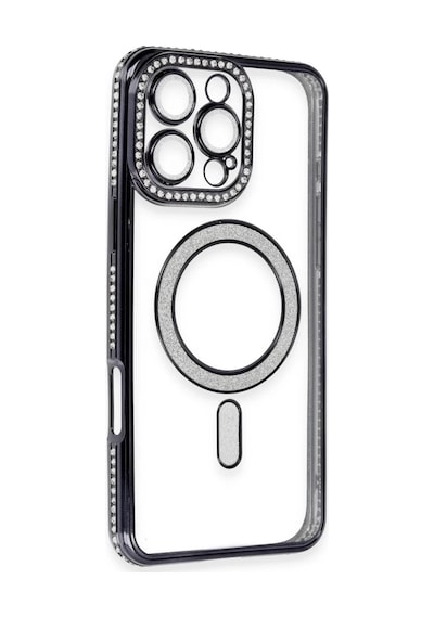 Apple Uyumlu iPhone 16 Pro Uyumlu Kılıf Joke Simli Magneticsafe Kılıf - Siyah