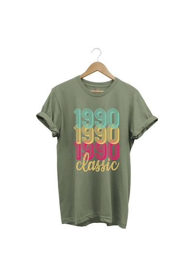 1990 Retro Vintage Classic Baskılı %100 Pamuk Regular Fit Unisex T-shirt Haki