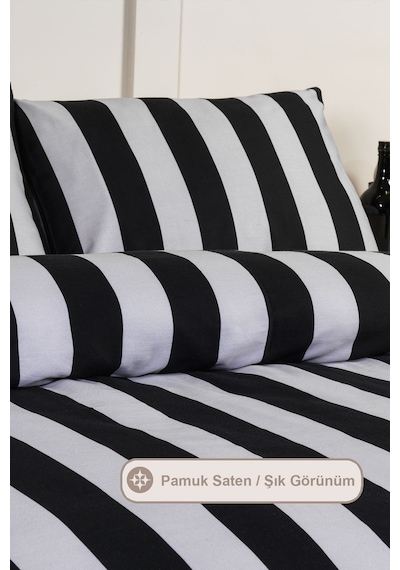 Elart Brad Nevresim Takımı King Size Digital Baskılı %100 Pamuk Saten 4 Parça 240x220 Cm Antrasit Antrasit