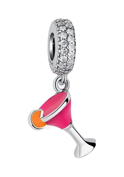 Yaz Pembe Kokteyl Sallantılı Charm Gümüş