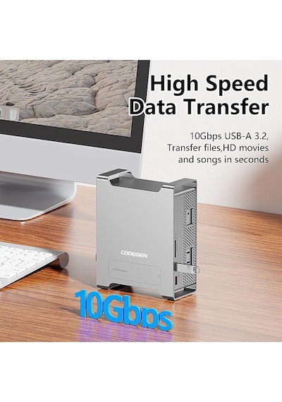 Codegen Apple Uyumlu Mac Mini M4/m4 Pro 9 İn 1 Type-c Hdmı Nvme Ssd Alüminyum Çevirici Stand Docking Station Cdg-nsc201