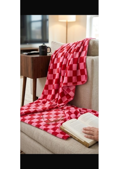 Tv Battanıyesı Geometrik Desen Kırmızı Pembe Renkli
