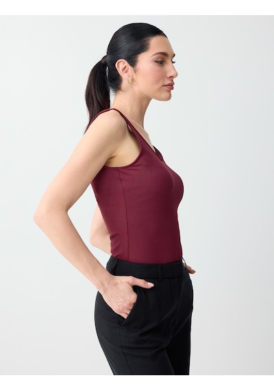 Jimmy Key Bordo Dar Kesim V Yaka Basic Örme Atlet 6sw016793562