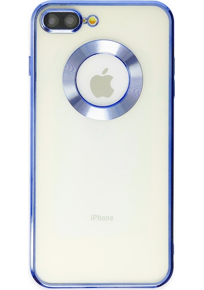 Apple Uyumlu iPhone 7 Plus Yanları Renkli Lens Korumalı Logo Gösteren Şeffaf Luxury Kılıf - Gold