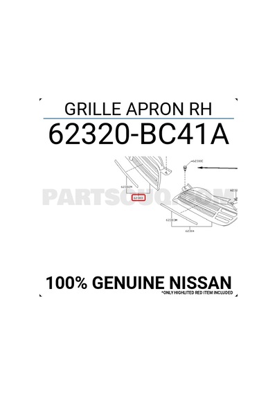 Nissan Micra 2005-2009 Ön Panjur Izgarası Nikelaj Bandlı Sağ Oem No: 62320bc41a