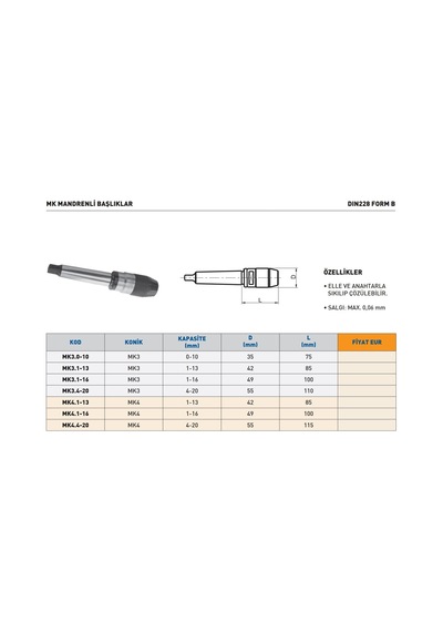 Fett Mk3.4-20 Mk Mandrenli Başlık