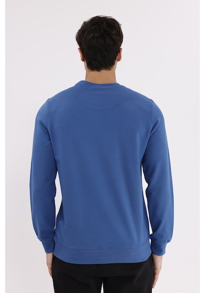 Rowinger Minimal Logolu Bisiklet Yaka Ribana Manşetli Rahat Kalıp Mevsimlik Sweatshirt İndigo