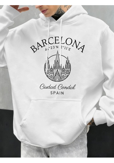 Startmore Tarzsokak Barcelona Cdesign Erkek Hoody Büyük Boy Polar Kapüşonlular Sonbahar Tüm Maç Giyim Çok Renkli Beyaz