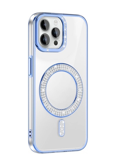 Apple Uyumlu iPhone 12 Kılıf Pırlanta Taş Tasarımlı M-safe Şarj Özellikli Zore Karetta Silikon Kapak