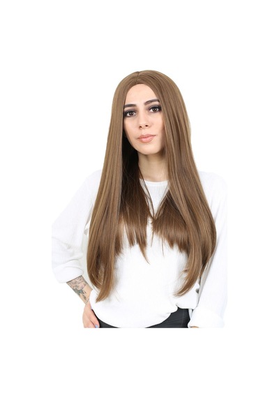 Fiber Sentetik Uzun Düz Peruk - Kumral