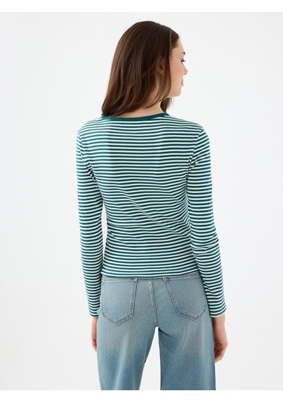 Slim Fit Kadın Tshirt U.kol Yeşil
