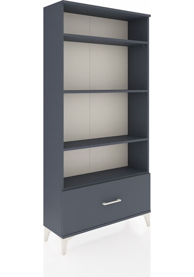 Arges Dolap 4 Raflı Tek Çekmeceli 88x30x182 Antrasit-antrasit Antrasit