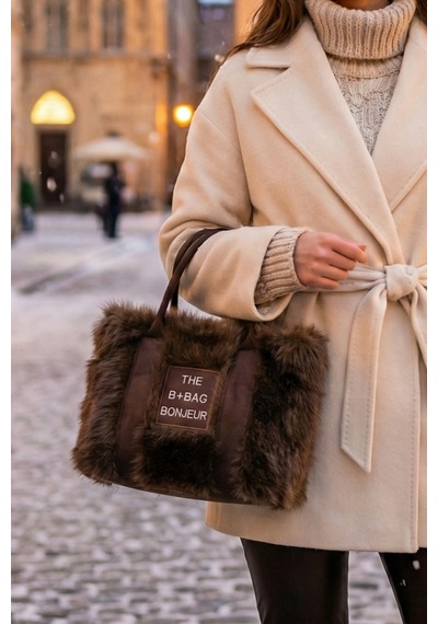 Vivazzaluxe Vintage Peluş Model The Bag Bonjeur Kadın El, Kol, Omuz Çanta Acı Kahverengi
