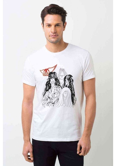Aerosmith Hard Rock Rock And Roll Baskılı Beyaz Erkek Tshirt (531000015)