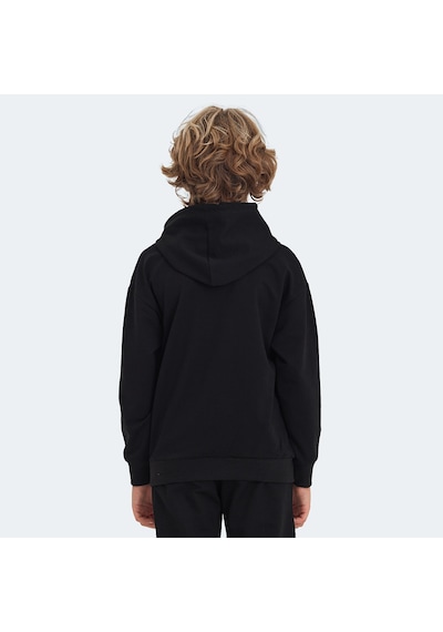 Slazenger LINK Çocuk Kapüşonlu Cepli Siyah Sweatshirt