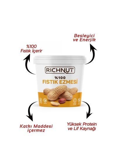 2 Kg Şekersiz Katkısız %100 Fıstık Ezmesi 2 X 1000 Gr