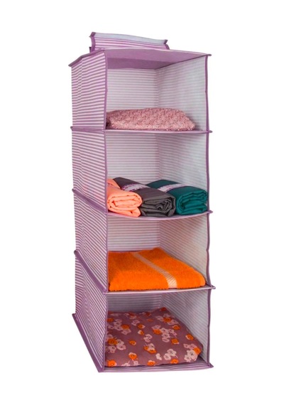 4 Bölmeli Asılabilir Dolap Düzenleyici 24x29x64 Cm Kumaş Pembe Tr Diğer
