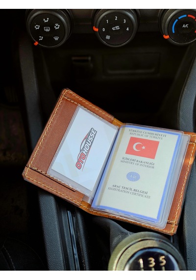 Otohousse Hakiki Deri Ruhsatlık Erkek Kadın Cüzdan Açık Kahverengi