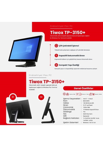 Tıwox Tp-3150 Plus I7 5.gen 8gb/128gb Ssd 21.5" Endüstriyel Pos Pc