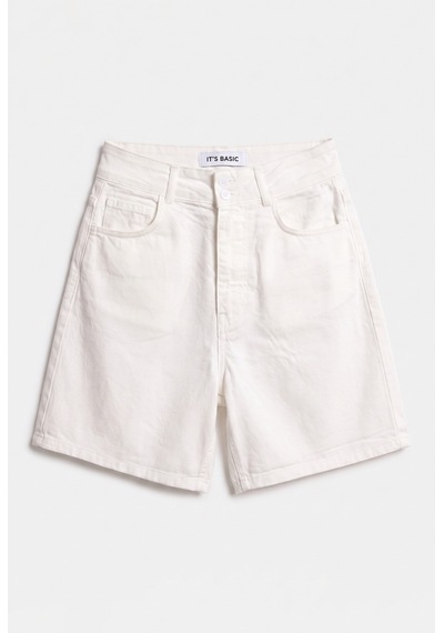 Itsbasic Kadın Kırık Beyaz 7s6-101 Mom Relax Denim Şort