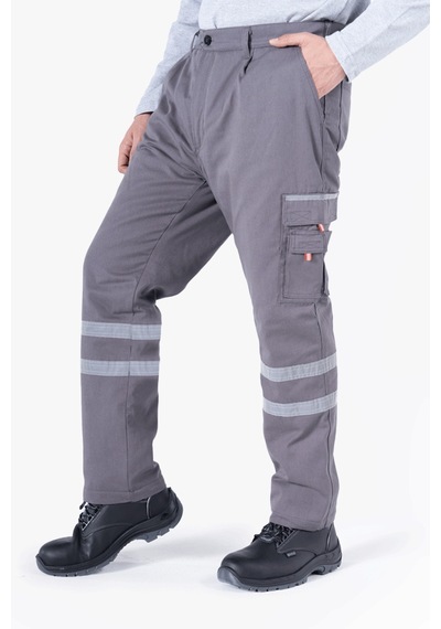 Çift Sıra 3 Cm Reflektörlü Kapitoneli Pantolon Gri