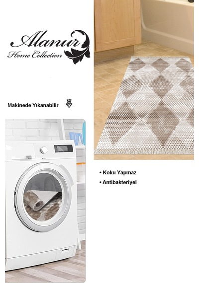 Dekoreko Kaymaz Taban Djt Banyo Halısı Trend Saçaklı Iskandinav F5131 Kahve