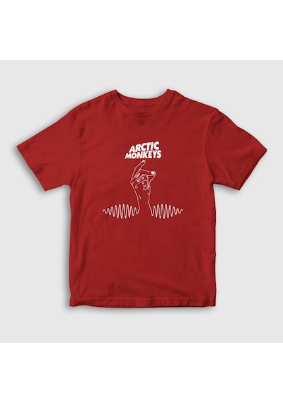 Presmono Unisex Çocuk Snap Arctic Monkeys T-shirt Kırmızı