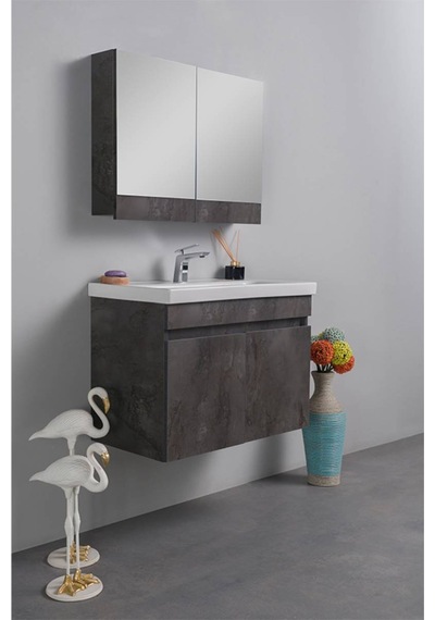 Livea Marmol Banyo Dolabı Seti Beton Gri 80 Cm Gri Livea Marmol Banyo Dolabı Seti Beton Gri 80 Cm Gri