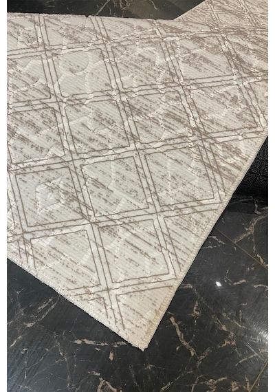 Villadia Home Textile Modern Desen Emboss Baskılı Kaymaz Taban Elit Şık Dört Mevsim Yıkanabilir Halı Yolluk Oturma Salon Odası Vd1094kahve Kahve