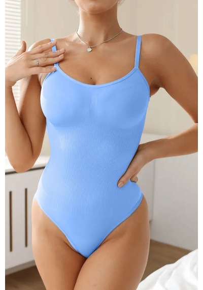 Mistirik Mimola Model Ekstra Toparlayan Ve Sıkılaştıran Zıbınlı Body Örme String Korse Buz Mavi Renk055 Buz Mavi