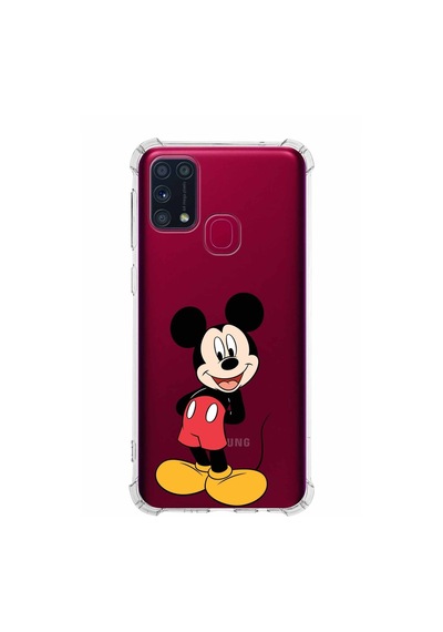 Samsung Galaxy Uyumlu M31 Köşe Korumalı Antişok Kapak Mickey Mouse Tasarımlı Şeffaf Kılıf Şeffaf