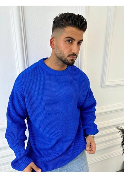 Elku Moda Kazak Oversize Çift Kat Örme Naturel Pamuk Bol Kesim Tüylenmeyen Salaş Triko Kazak Mavi Elku Moda Kazak Oversize Çift Kat Örme Naturel Pamuk Bol Kesim Tüylenmeyen Salaş Triko Kazak Mavi