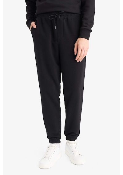 Defacto Regular Fit Beli Bağcılı Paçası Lastikli Cepli Basic Düz Jogger Eşofman Altı E9427AX25AU Siyah