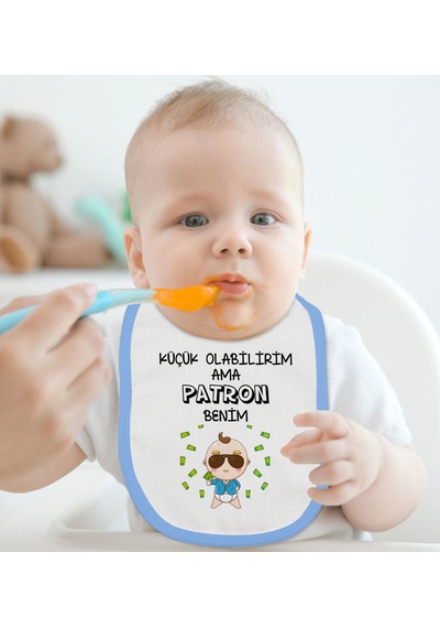 BK Kids Patron Benim Tasarımlı Mavi Bebek Mama Önlüğü-1