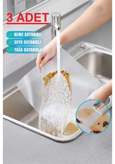3 Adet Çok Amaçlı Pratik Kaydırmaz 45 Cm X 3 Metre Raf Örtüsü Mutfak-dolap İçi-buzdolabı Çok Renkli