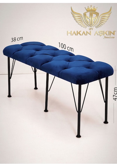 By Hakan Aşkın Metal Ayaklı Babyface Puf & Bench Blue Baby Face Blue