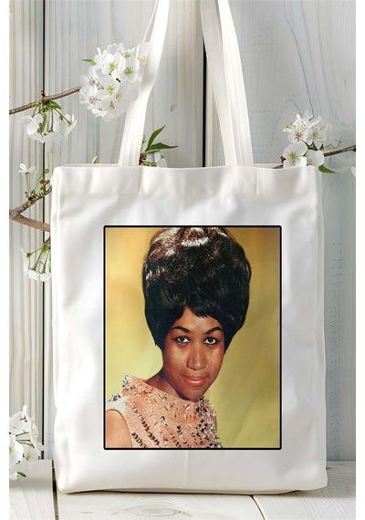 Art Hediye Aretha Franklin Baskılı Bez Çanta Omuz Çantası Kişiye Özel Desen 2 Çok Renkli