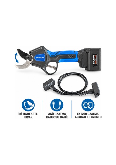 Hyundai Duocut-42xp 21v 42 Mm Çift Hareketli Bıçaklı Budama Makası 2x4 Ah Çantalı Dijital Ekran