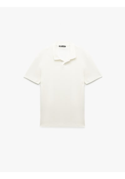 Koton Kısa Kollu Pamuklu Slim Fit Polo Yaka Tişört Ekru 5sam10025mk Ekru