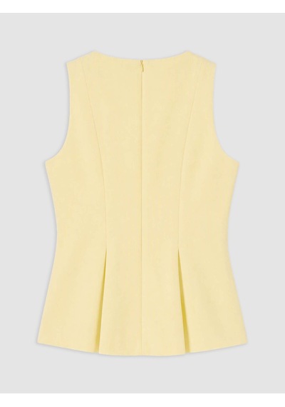 Lcw Comfort Sarı Bisiklet Yaka Süs Düğmeli Peplum Bluz
