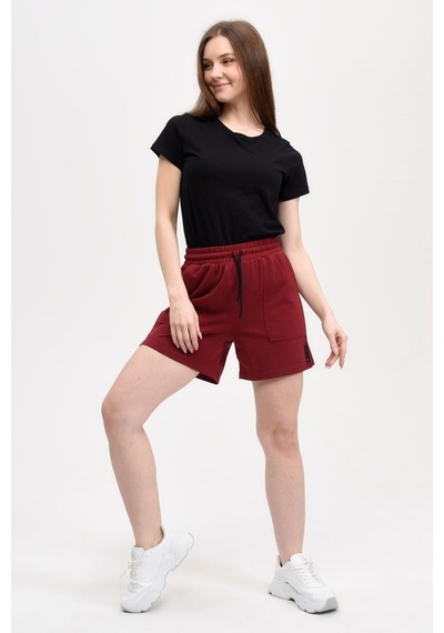 Defys Kadın Beli Lastikli Cepli Etiket Detaylı Regular Fit Şort Bordo - 527882928 Bordo